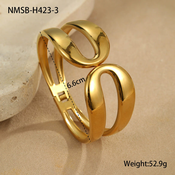 Wholesale Stainless Steel Geometric Punk Style Women's Electroplated Bracelet