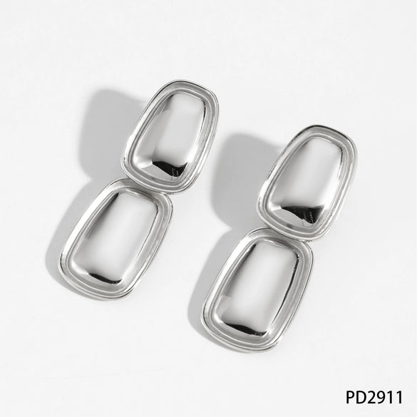 Wholesale Stainless Steel Geometric Rectangular Pendant Earrings For Women With Electroplating Design And Simple Style