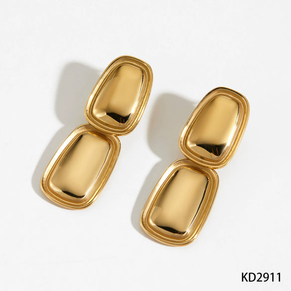 Wholesale Stainless Steel Geometric Rectangular Pendant Earrings For Women With Electroplating Design And Simple Style