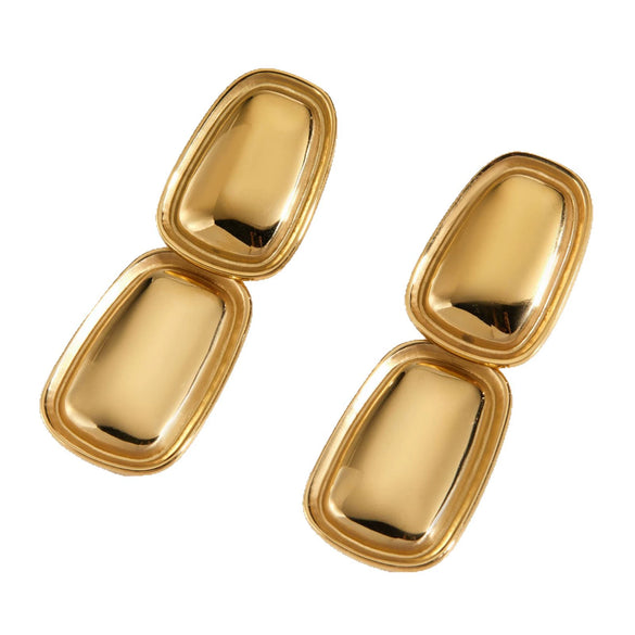 Wholesale Stainless Steel Geometric Rectangular Pendant Earrings For Women With Electroplating Design And Simple Style