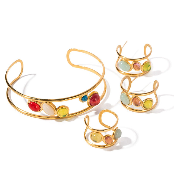 Wholesale Stainless Steel Geometric Retro Earrings 18K Gold Plated For Women