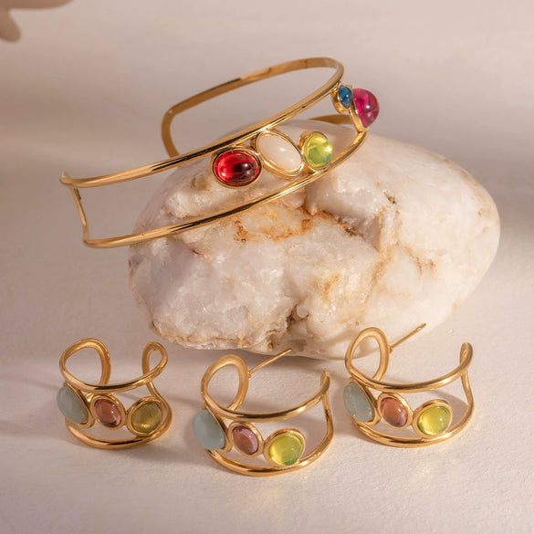 Wholesale Stainless Steel Geometric Retro Earrings 18K Gold Plated For Women