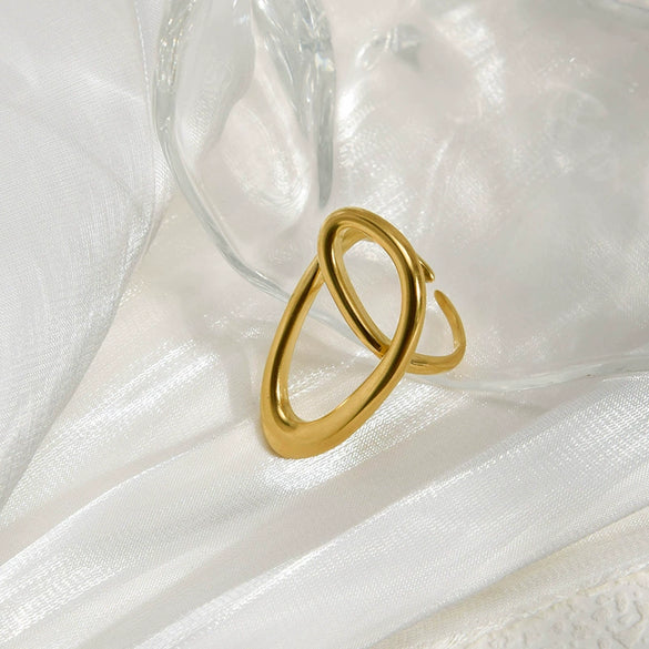 Wholesale Stainless Steel Geometric Retro Hip Hop Exaggerated Personality Ring With Electroplating