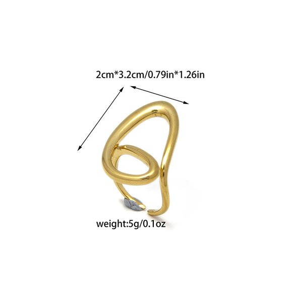 Wholesale Stainless Steel Geometric Retro Hip Hop Exaggerated Personality Ring With Electroplating