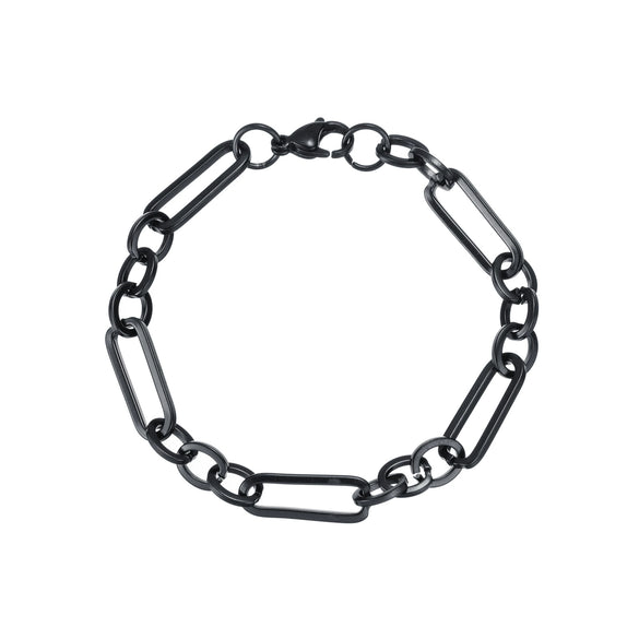 Wholesale Stainless Steel Geometric Retro Hip Hop Style Unisex Figaro Blade Chain Bracelet Jewelry With Electroplating