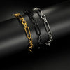 Wholesale Stainless Steel Geometric Retro Hip Hop Style Unisex Figaro Blade Chain Bracelet Jewelry With Electroplating