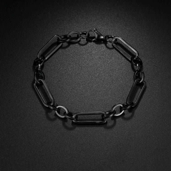 Wholesale Stainless Steel Geometric Retro Hip Hop Style Unisex Figaro Blade Chain Bracelet Jewelry With Electroplating