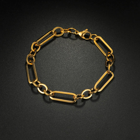 Wholesale Stainless Steel Geometric Retro Hip Hop Style Unisex Figaro Blade Chain Bracelet Jewelry With Electroplating