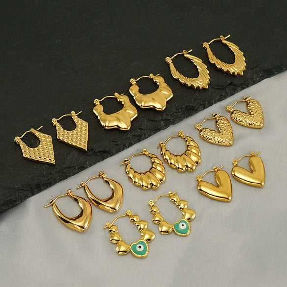 Wholesale Stainless Steel Geometric Retro Light Luxury Electroplated Women's Earrings