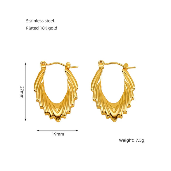 Wholesale Stainless Steel Geometric Retro Light Luxury Electroplated Women's Earrings