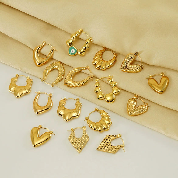 Wholesale Stainless Steel Geometric Retro Light Luxury Electroplated Women's Earrings