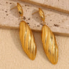 Wholesale Stainless Steel Geometric Retro Long Shell Pendant Earrings For Women With Electroplating