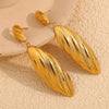 Wholesale Stainless Steel Geometric Retro Long Shell Pendant Earrings For Women With Electroplating