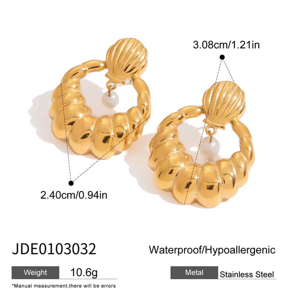 Wholesale Stainless Steel Geometric Retro Minimalist Women's Titanium Steel Pearl Electroplated Earrings
