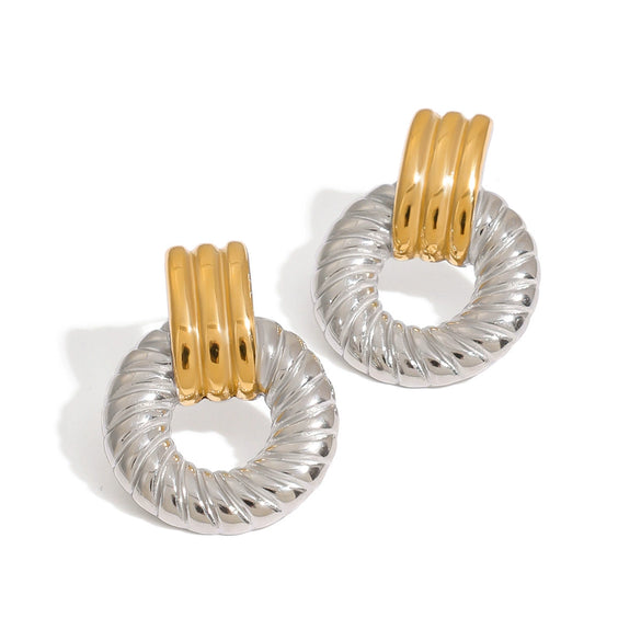 Wholesale Stainless Steel Geometric Retro Modern Minimalist Electroplated Door Handle Earrings For Women