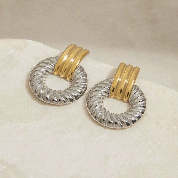 Wholesale Stainless Steel Geometric Retro Modern Minimalist Electroplated Door Handle Earrings For Women
