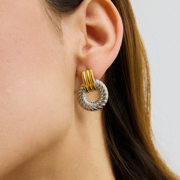 Wholesale Stainless Steel Geometric Retro Modern Minimalist Electroplated Door Handle Earrings For Women