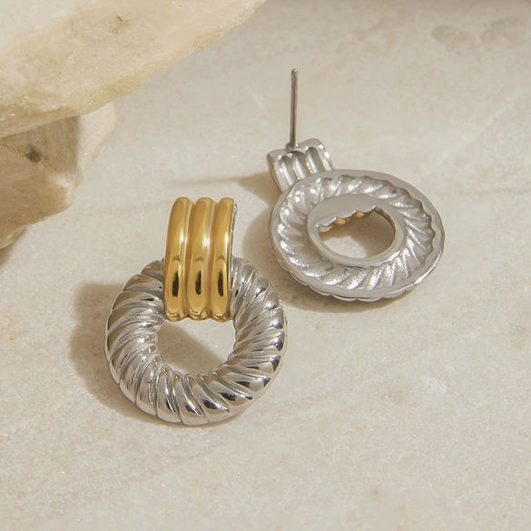 Wholesale Stainless Steel Geometric Retro Modern Minimalist Electroplated Door Handle Earrings For Women