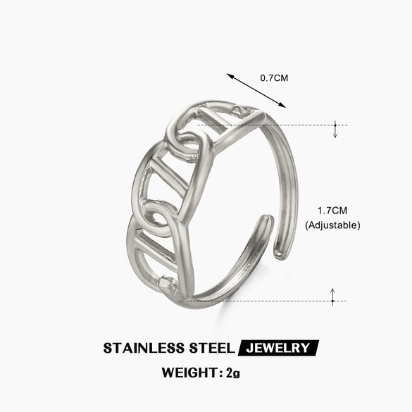 Wholesale Stainless Steel Geometric Retro Pig Nose Open Ring For Ladies