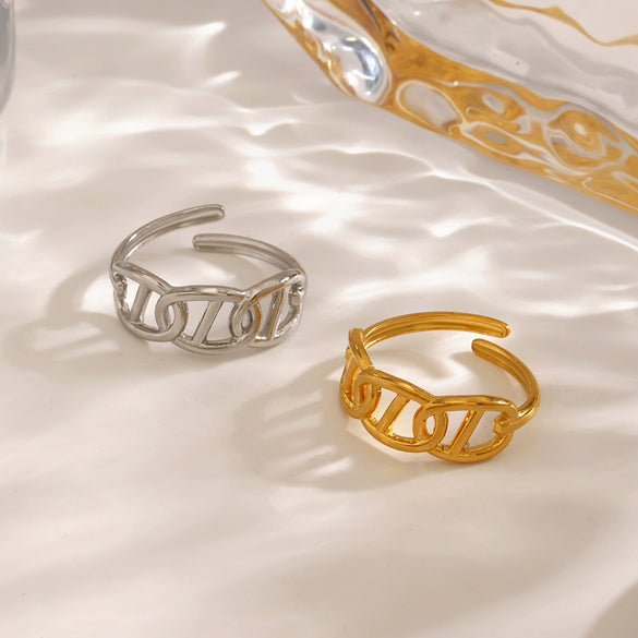 Wholesale Stainless Steel Geometric Retro Pig Nose Open Ring For Ladies