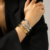 Wholesale Stainless Steel Geometric Retro Pleated Gold Bean Open Electroplated Bracelet Accessories