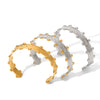 Wholesale Stainless Steel Geometric Retro Pleated Gold Bean Open Electroplated Bracelet Accessories