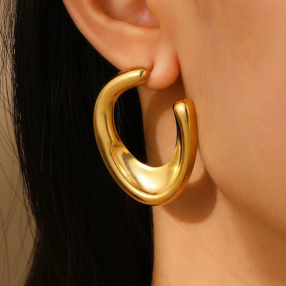 Wholesale Stainless Steel Geometric Retro Smooth Nonfading Electroplated Women's Earrings