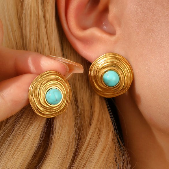 Wholesale Stainless Steel Geometric Retro Smooth Nonfading Electroplated Women's Earrings