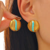 Wholesale Stainless Steel Geometric Retro Smooth Nonfading Electroplated Women's Earrings