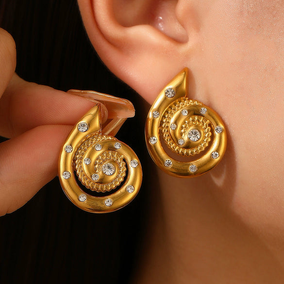Wholesale Stainless Steel Geometric Retro Smooth Nonfading Electroplated Women's Earrings
