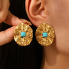 Wholesale Stainless Steel Geometric Retro Smooth Nonfading Electroplated Women's Earrings