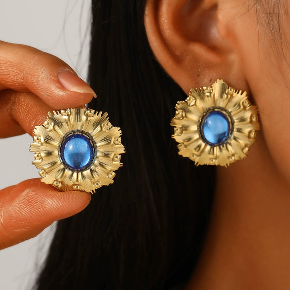 Wholesale Stainless Steel Geometric Retro Smooth Nonfading Electroplated Women's Earrings