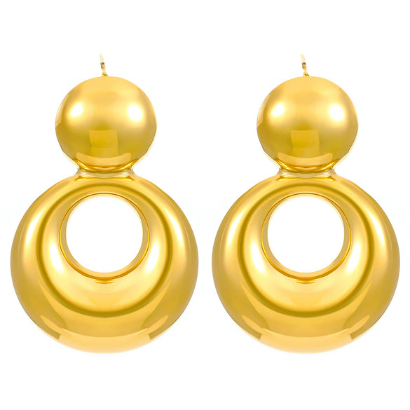 Wholesale Stainless Steel Geometric Retro Smooth Nonfading Electroplated Women's Earrings
