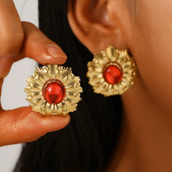 Wholesale Stainless Steel Geometric Retro Smooth Nonfading Electroplated Women's Earrings