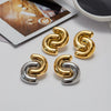 Wholesale Stainless Steel Geometric Retro Style Electroplated Double C Earrings For Women