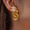 Wholesale Stainless Steel Geometric Retro Style Electroplated Double C Earrings For Women