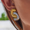 Wholesale Stainless Steel Geometric Retro Style Electroplated Double C Earrings For Women