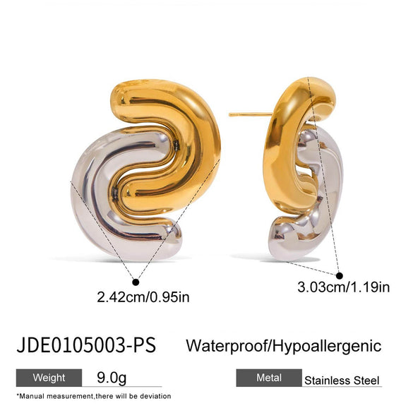 Wholesale Stainless Steel Geometric Retro Style Electroplated Double C Earrings For Women