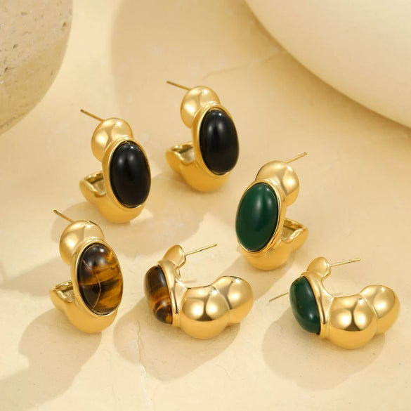 Wholesale Stainless Steel Geometric Retro Style Electroplated Women's Earrings