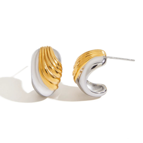 Wholesale Stainless Steel Geometric Retro Style Electroplating Double C Earrings For Women