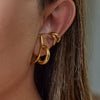 Wholesale Stainless Steel Geometric Retro Style Gold And Silver Color Matching Simple Line Earrings For Women
