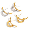 Wholesale Stainless Steel Geometric Retro Style Gold And Silver Color Matching Simple Line Earrings For Women
