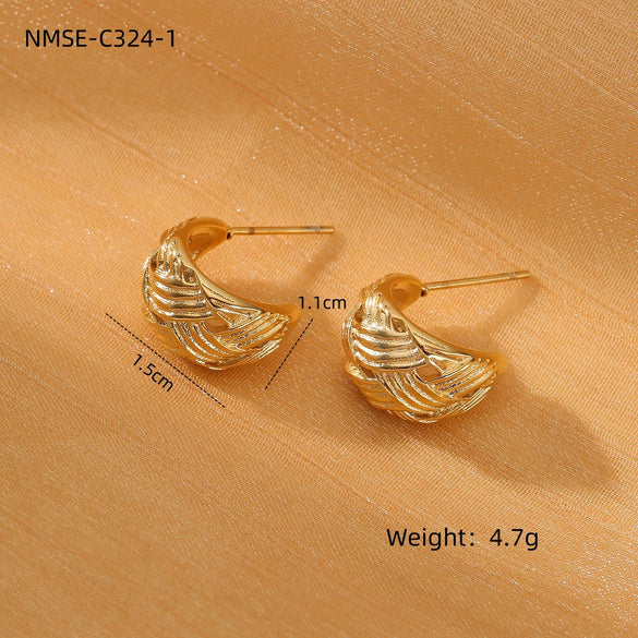 Wholesale Stainless Steel Geometric Retro Winding Electroplated Earrings