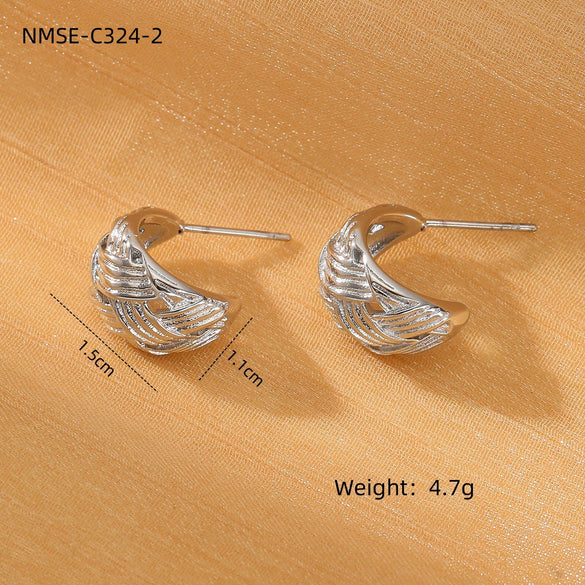 Wholesale Stainless Steel Geometric Retro Winding Electroplated Earrings