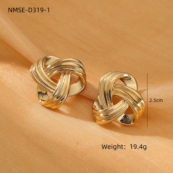 Wholesale Stainless Steel Geometric Retro Winding Electroplated Earrings