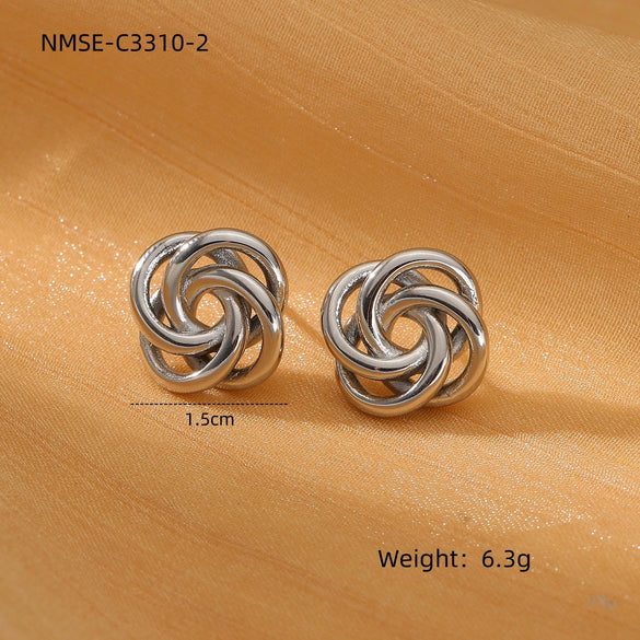 Wholesale Stainless Steel Geometric Retro Winding Electroplated Earrings