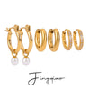 Wholesale Stainless Steel Geometric Rhinestone Ear Buckle Earrings Electroplated For Women