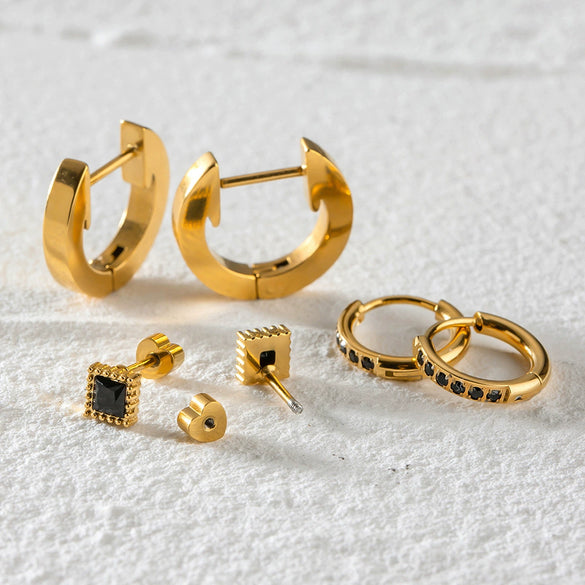 Wholesale Stainless Steel Geometric Rhinestone Earrings For Women With Electroplating