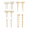 Wholesale Stainless Steel Geometric Rhinestone Long Tassel Bow Earrings For Women With Electroplating