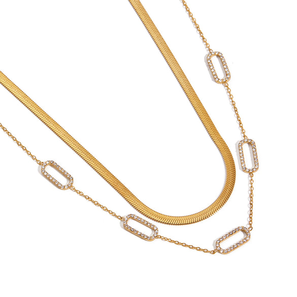 Wholesale Stainless Steel Geometric Rhinestone Necklace With Electroplating For Women